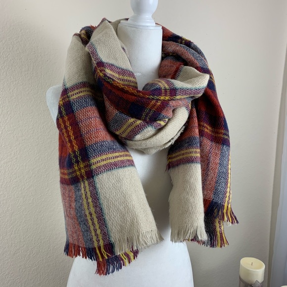 Accessories - 🍁Plaid Scarf/Shawl 28X80 Red/Cream/Navy/Yellow